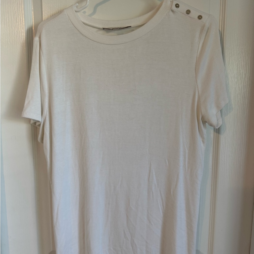 LOFT Ivory Ribbed Knit Top
